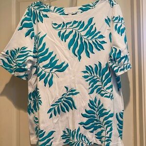 Chico's Blue Leaf Print Blouse